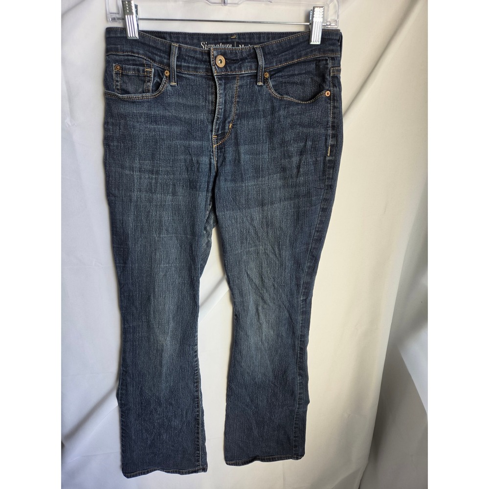 Signature Modern Boot Cut Jeans Mens Blue Dark Wash Regular Mid Bootcut